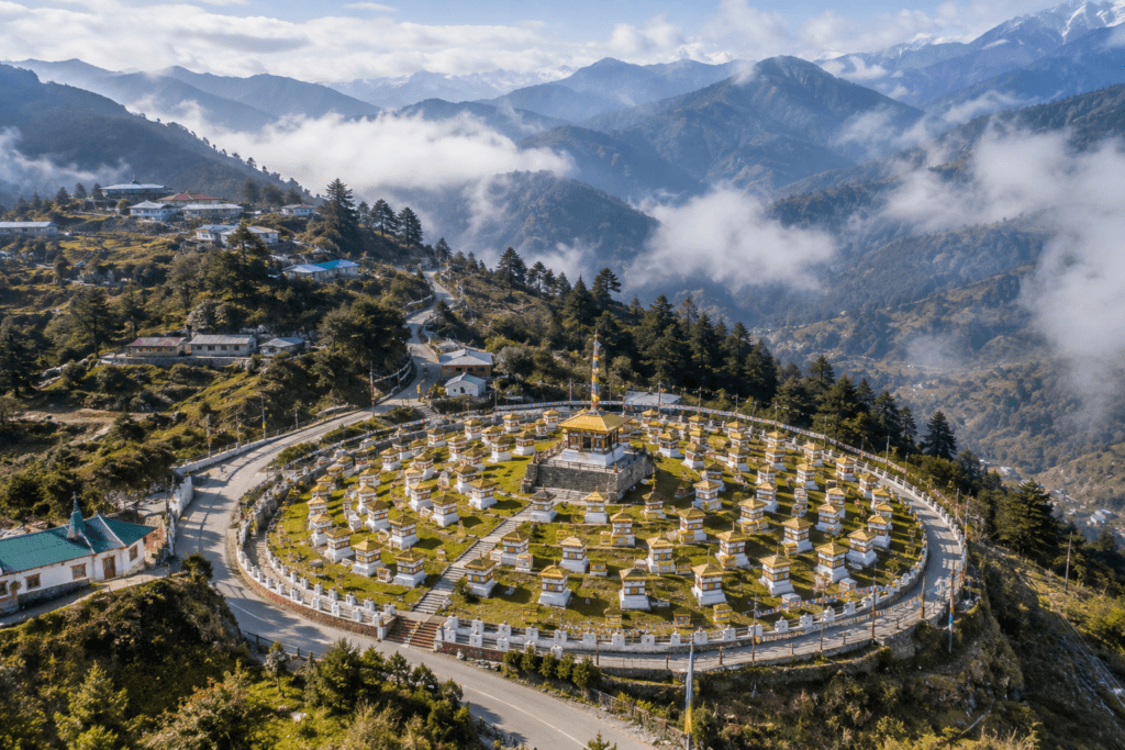 Mandala Top Arunachal Pradesh 108 Buddhist stupas near Dirang