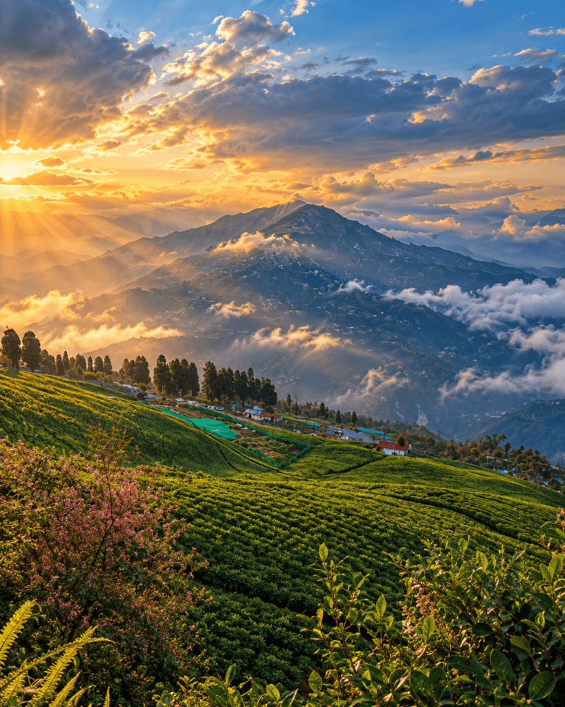 Temi Tea Garden rolling tea plantation in South Sikkim