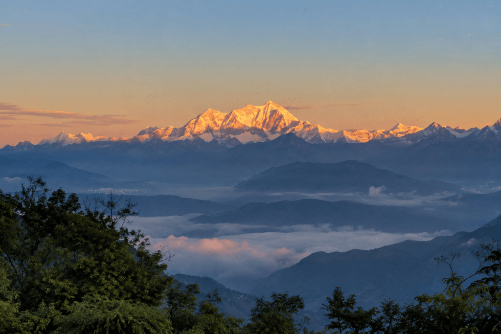 Sunrise view of Kanchenjunga from South Sikkim hills