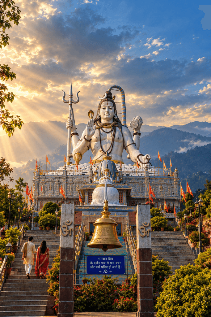 Char Dham replica temples and Shiva statue at Siddheshwara Dham Namchi